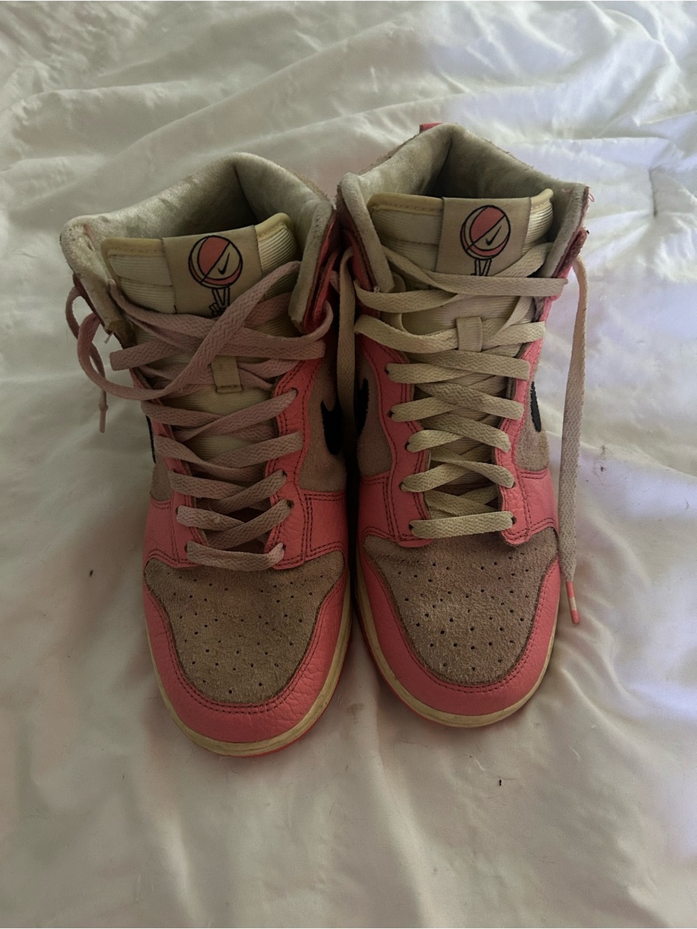Nike Women's High-Top Sneakers in Pink and Tan